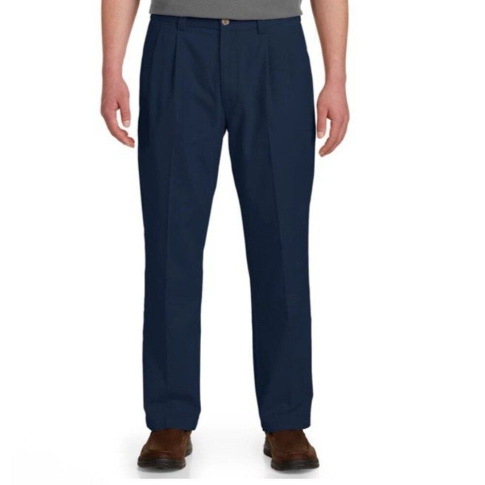 Croft & Barrow Mens 36 x 29 Navy Blue Pleated Chino Pants